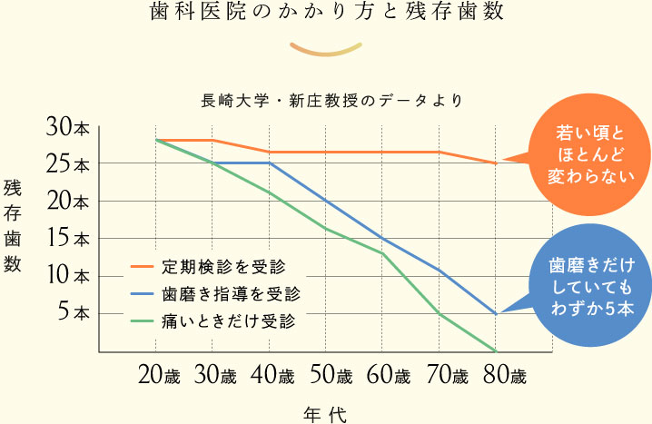 歯科医院のかかり方と残存歯数